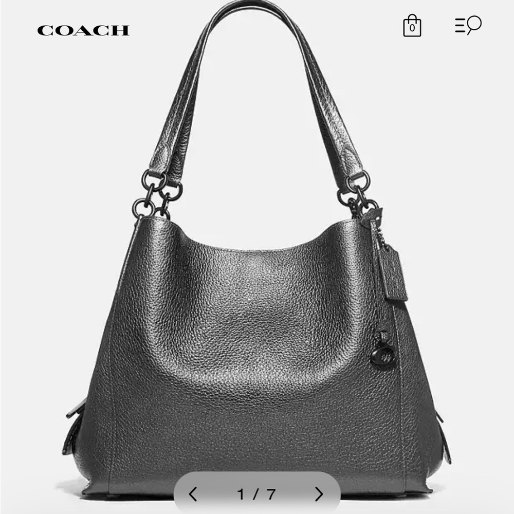 Coach Dark Gray Leather Shoulder Bag